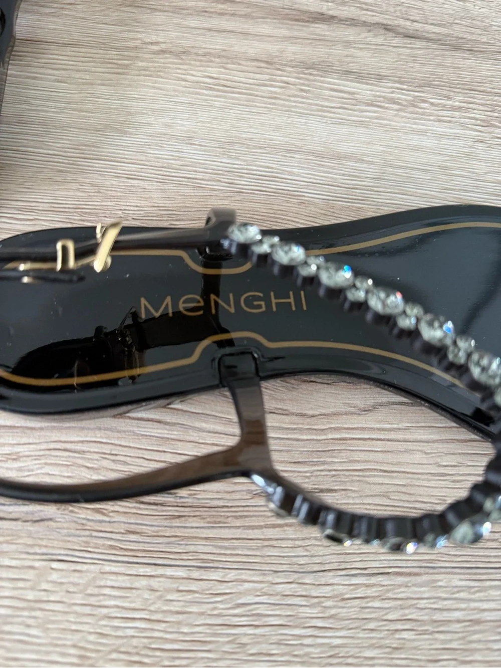 Women Black Jelly Sandals with Swarovski Crystal Size 40 MENGHI